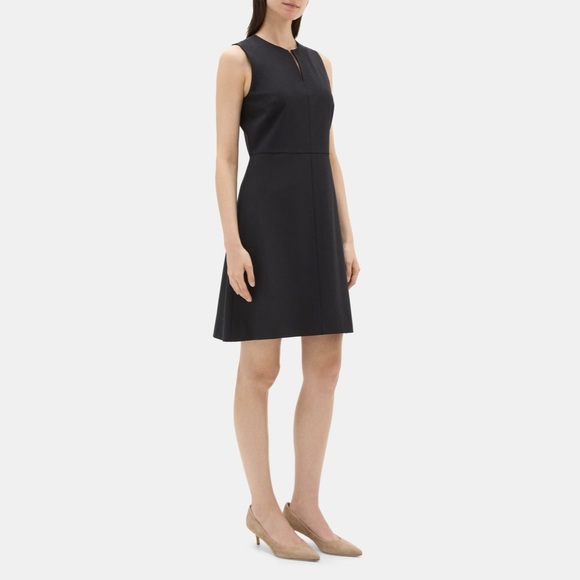 Theory Outlet Split Front Dress in Sevona Stretch Wool - Picture 2 of 5